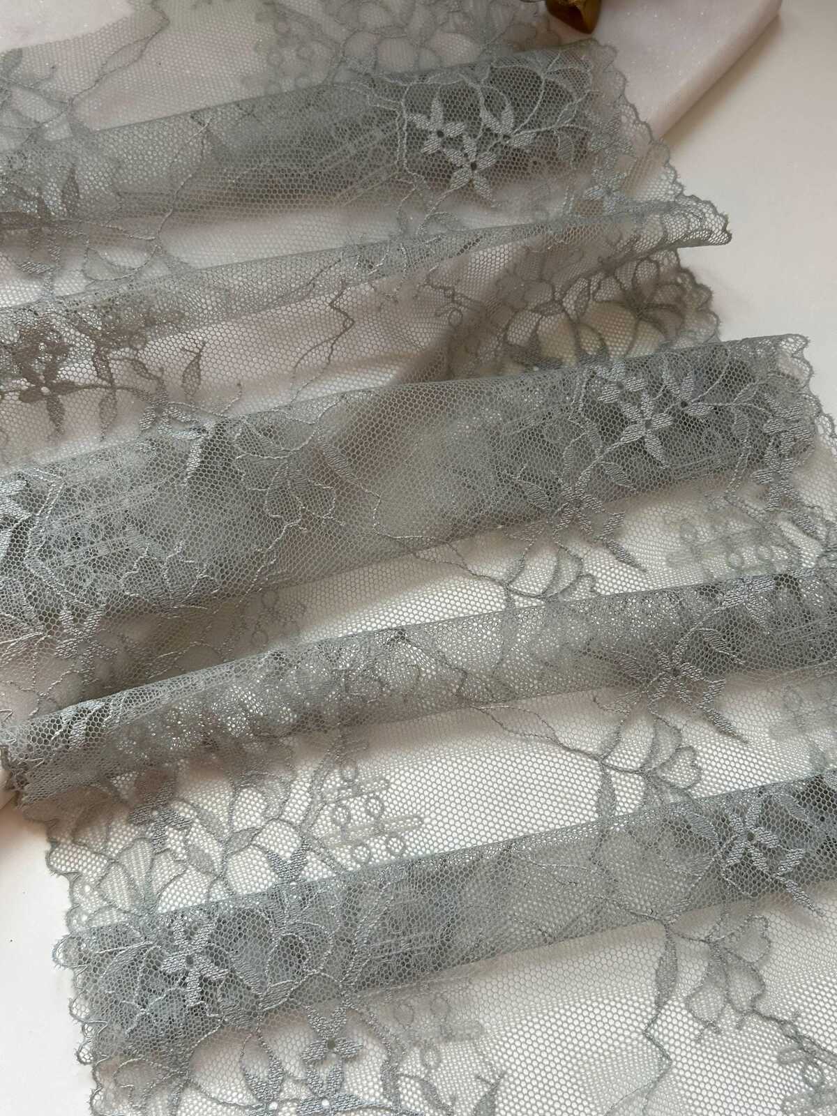 Sage Green Wide Lace Trim by Yard, 8.5" Floral Ribbon, Coquette Y2K Lace, Lingerie Lace, DIY Sewing Craft, Retail Wholesale