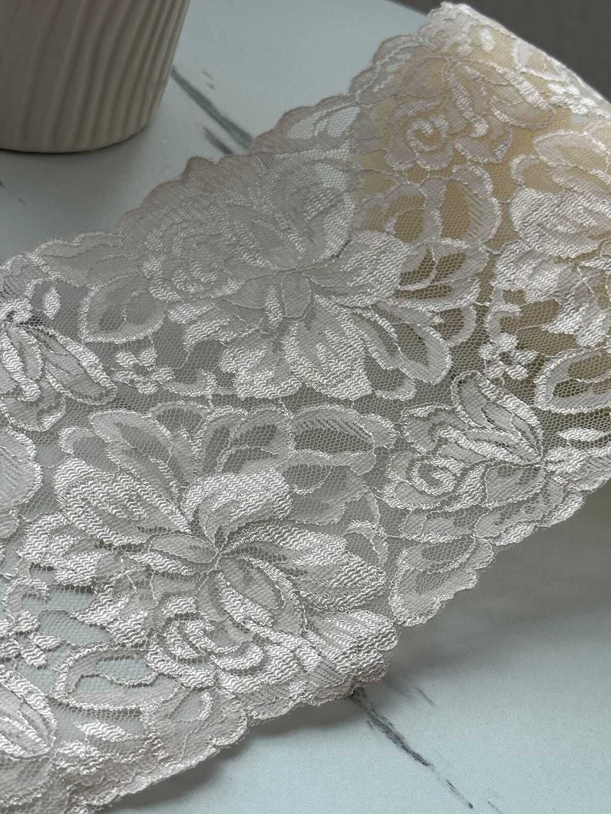 3Yds Non-Stretch 5.3" Beige Gold Shimmer Floral Mesh Lace Trim Wholesale