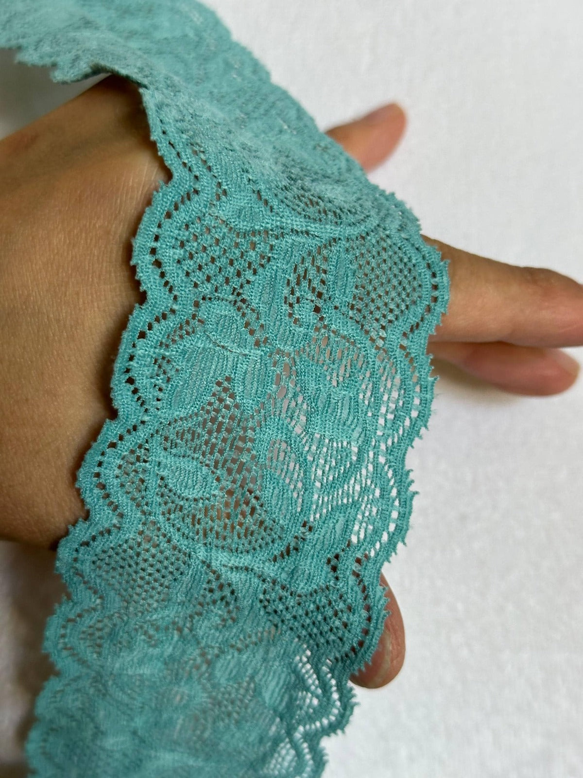 10yds 2" Sage Green Stretch Lace Trim Muted Floral Elastic Galloon Scalloped Edge Ribbon for Lingerie Underwear Doll Clothing Sewing