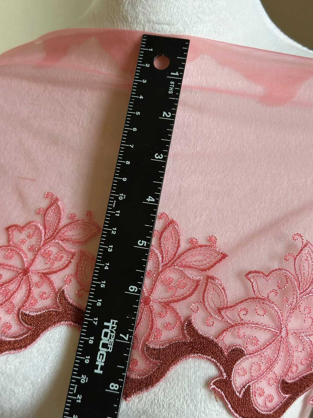 8" Two Tone Pink Mesh Lace Trim Exquisite Scalloped Edge Vine Floral Tulle Ribbon for Lingerie Bridal Gowns Veil Crafts Sewing