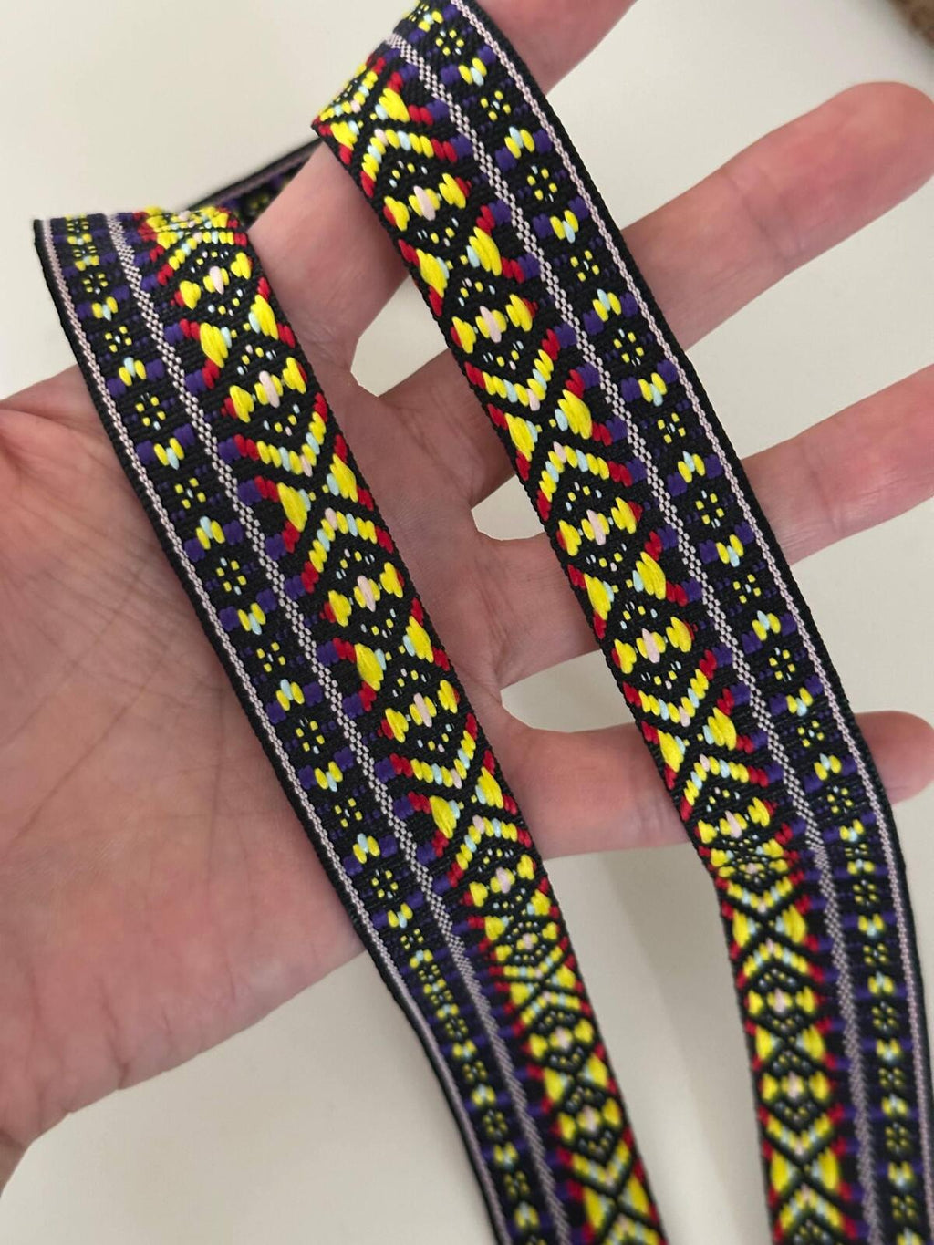 5Yds Non-Stretch 1" Tribal Jacquard Ribbon Trim, Boho Vintage Craft Wholesale