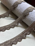 10yds Antique Bronze Gold Geometric Stretch Elastic Lace Trim Single Scalloped Narrow Ribbon for Lingerie Underwear Crafts, 0.6"