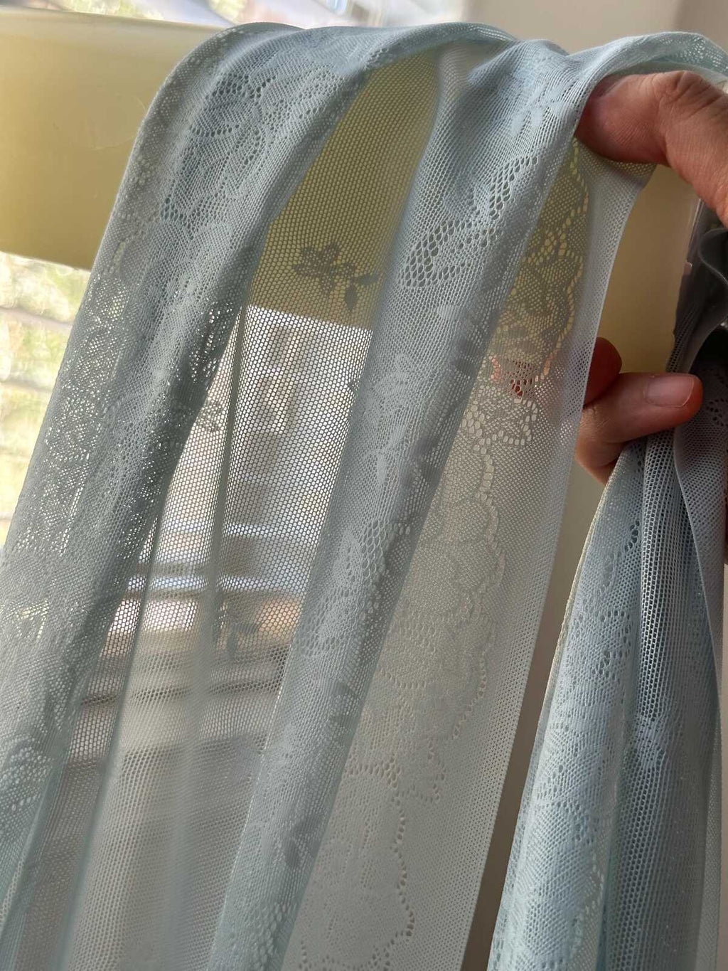1Yd Stretch 12" Sage Seafoam Green Ultra Wide Floral Stretch Lace Wholesale