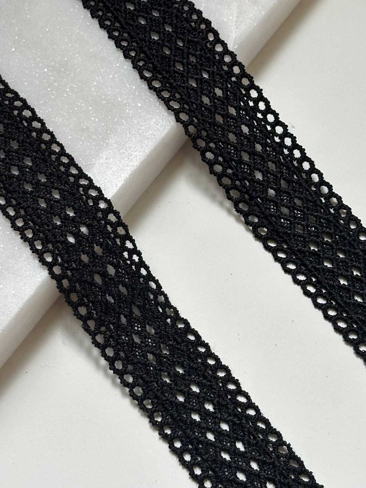 Black Water Soluble Lace Trim, 1" Guipure Ribbon, Coquette Y2K Lace, Choker Trim, DIY Sewing Craft, Retail Wholesale