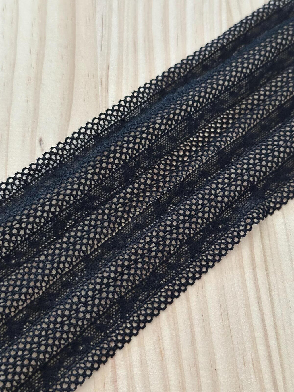 3Yds Stretch 3" Black Mesh Geometric Pattern Stretch Lace Trim, Wholesale