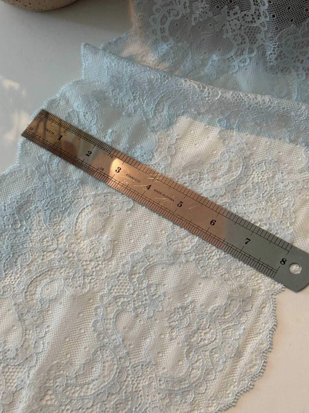 1Yd Stretch 8" Light Blue Floral Wide Stretch Lace Trim, Sewing Craft Wholesale