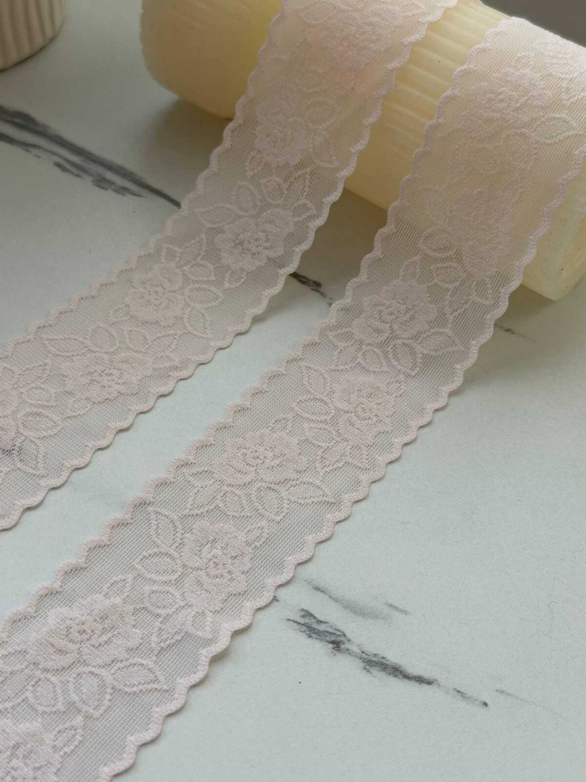 10Yds Stretch 1.6" Soft Blush Pink Seamless Flat Stretch Lace Trim Wholesale