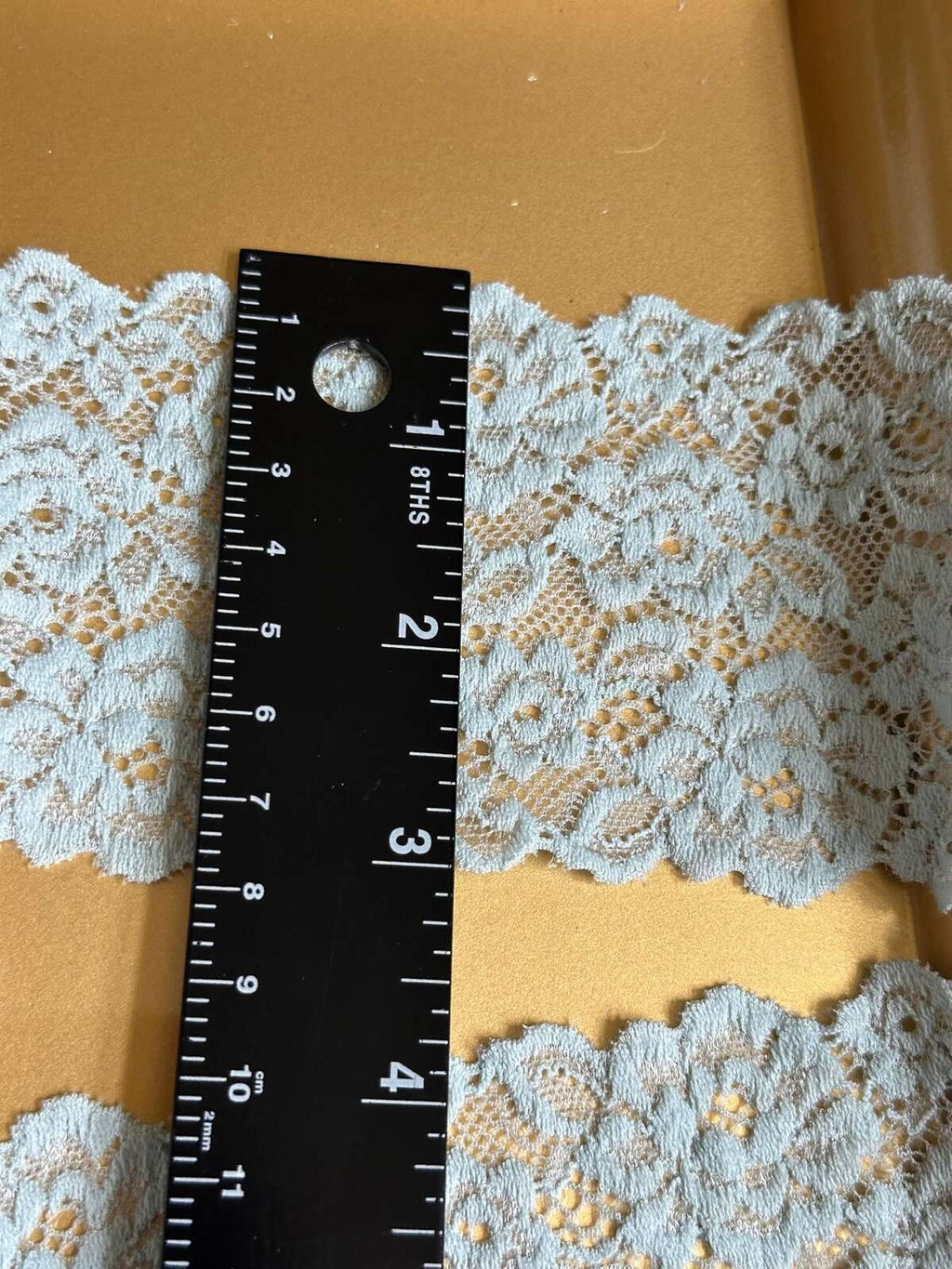 3" Sage Green Stretch Lace Trim by the Yard, Soft Floral Elastic Double Scalloped Lace for Lingerie, Balletcore Hair Bow, Doll Clothes