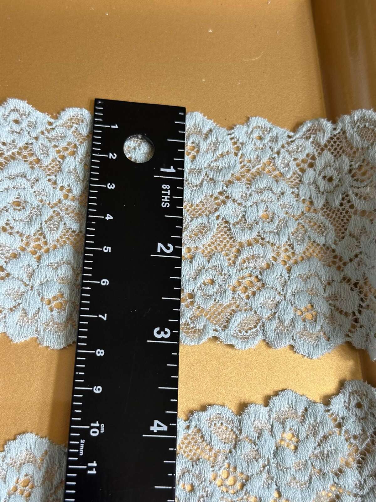 3" Sage Green Stretch Lace Trim by the Yard, Soft Floral Elastic Double Scalloped Lace for Lingerie, Balletcore Hair Bow, Doll Clothes