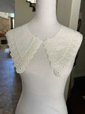 Off White Cotton Eyelet Embroidered Lace Collar Detachable Sailor Neckline Applique Statement Bodice Motif for Blouses Gowns, 6"