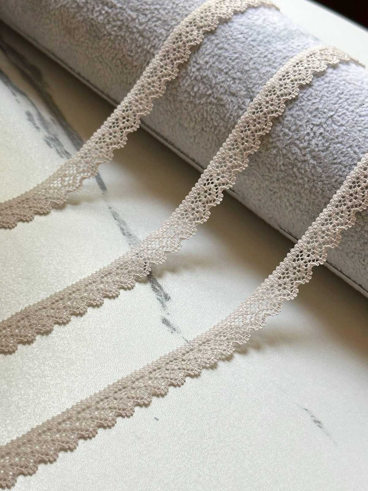 10yds Greige Stretch Lace Trim by Yard, Oatmeal Ultra Narrow Elastic Ribbon, Coquette Craft Supply, 0.35", Retail Wholesale Bulk