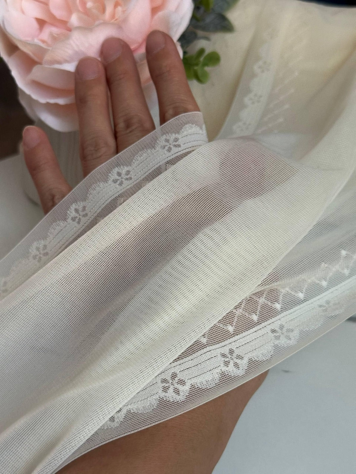 Ivory Seamless Mesh Lace Trim, 9" Lingerie Stretch, Bulk Clearance Coquette Y2K Lace, Underwear Trim, DIY Sewing, Retail Wholesale