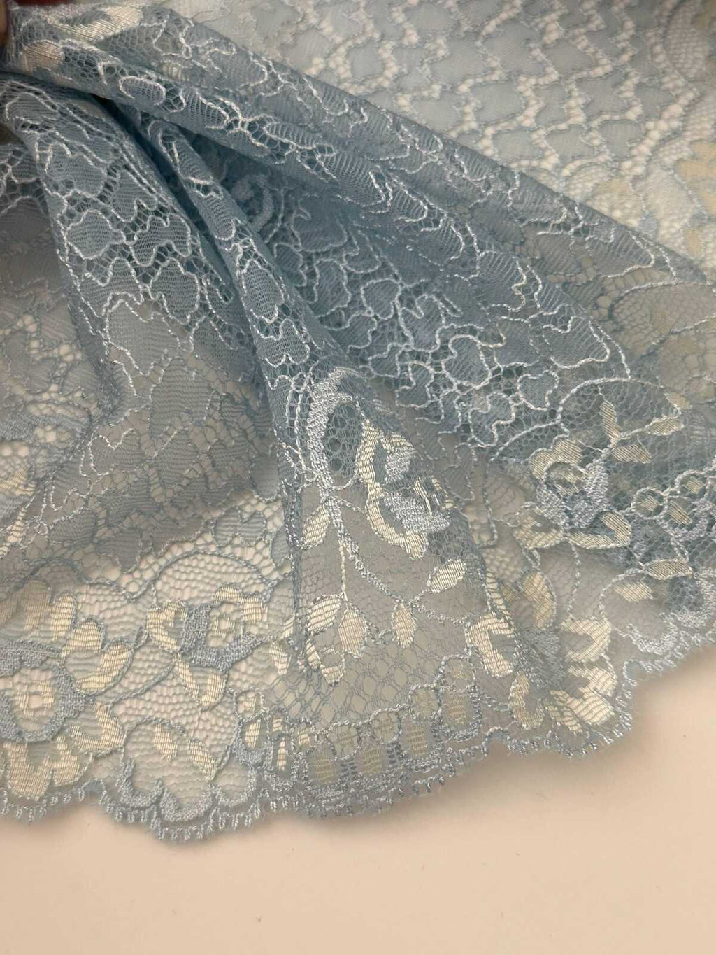 1Yard Japanese Lace, 6.5" Two-Tone Dust Blue Non-Stretch Chantilly Ribbon, Bulk Clearance Coquette Y2K Lace, Garment Trim, Retail Wholesale