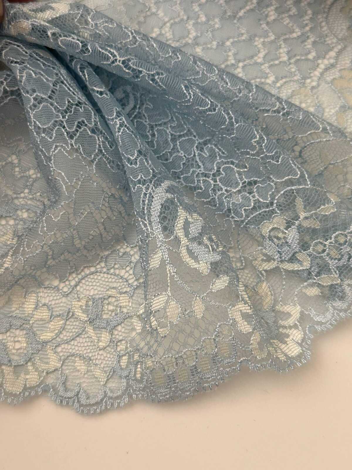 1Yard Japanese Lace, 6.5" Two-Tone Dust Blue Non-Stretch Chantilly Ribbon, Bulk Clearance Coquette Y2K Lace, Garment Trim, Retail Wholesale