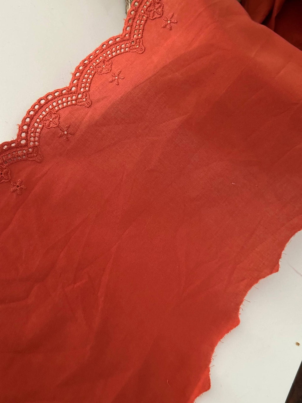 3Yds Non-Stretch 8" Wide Rust Cotton Eyelet Lace Trim, Bulk Clearance Coquette Y2K Lace, Garment Trim, DIY Sewing, Retail Wholesale