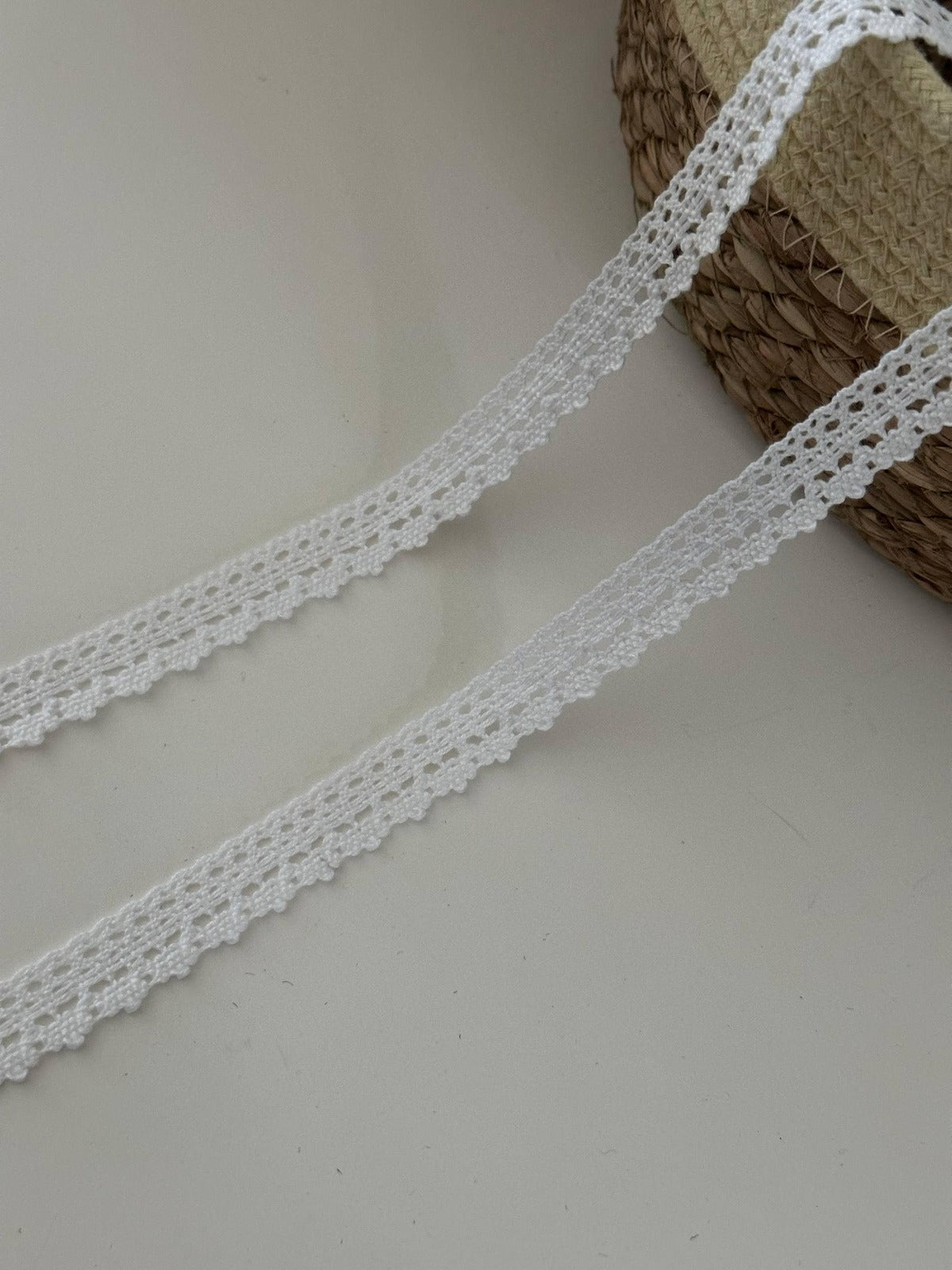 5Yds Non-Stretch 0.6" White Cotton Crochet Lace Trim, Vintage Craft Wholesale