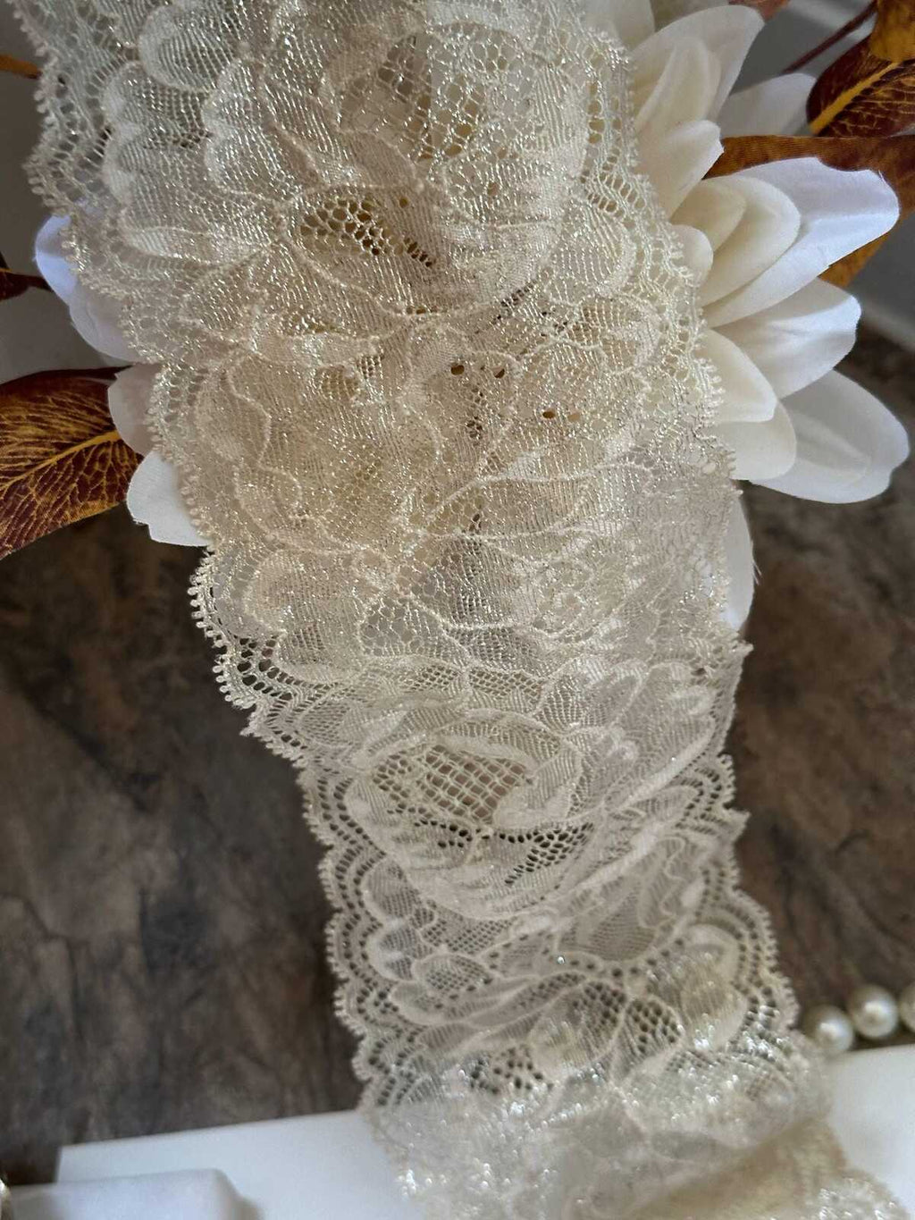 3yds Gold Metallic Floral Stretch Lace Trim, 3.5" Shimmer Ribbon, Bulk Clearance Coquette Y2K Lace, Lingerie, DIY Sewing, Retail Wholesale