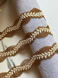 10yds Soft Mustard Gold Leaf Embroidery Stretch Lace Trim by the Yard, Narrow Elastic Ribbon for Coquette Crafts, 1", Retail Wholesale Bulk