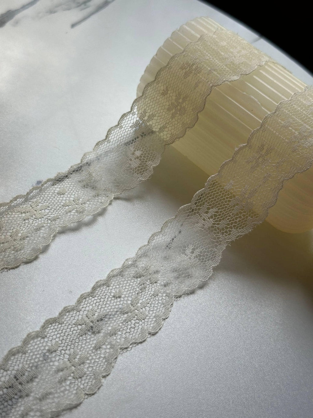 10yds Cream Floral Non-Stretch Lace Trim, 1" Soft Ribbon, Bulk Clearance Coquette Y2K Lace, Garment Trim, DIY Sewing, Retail Wholesale