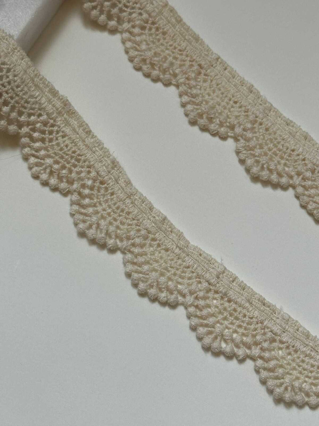 Natural Cotton Scalloped Lace Trim by Yard, Unbleached Shell Crochet Ribbon, Coquette Craft Supply, 1", Retail Wholesale Bulk