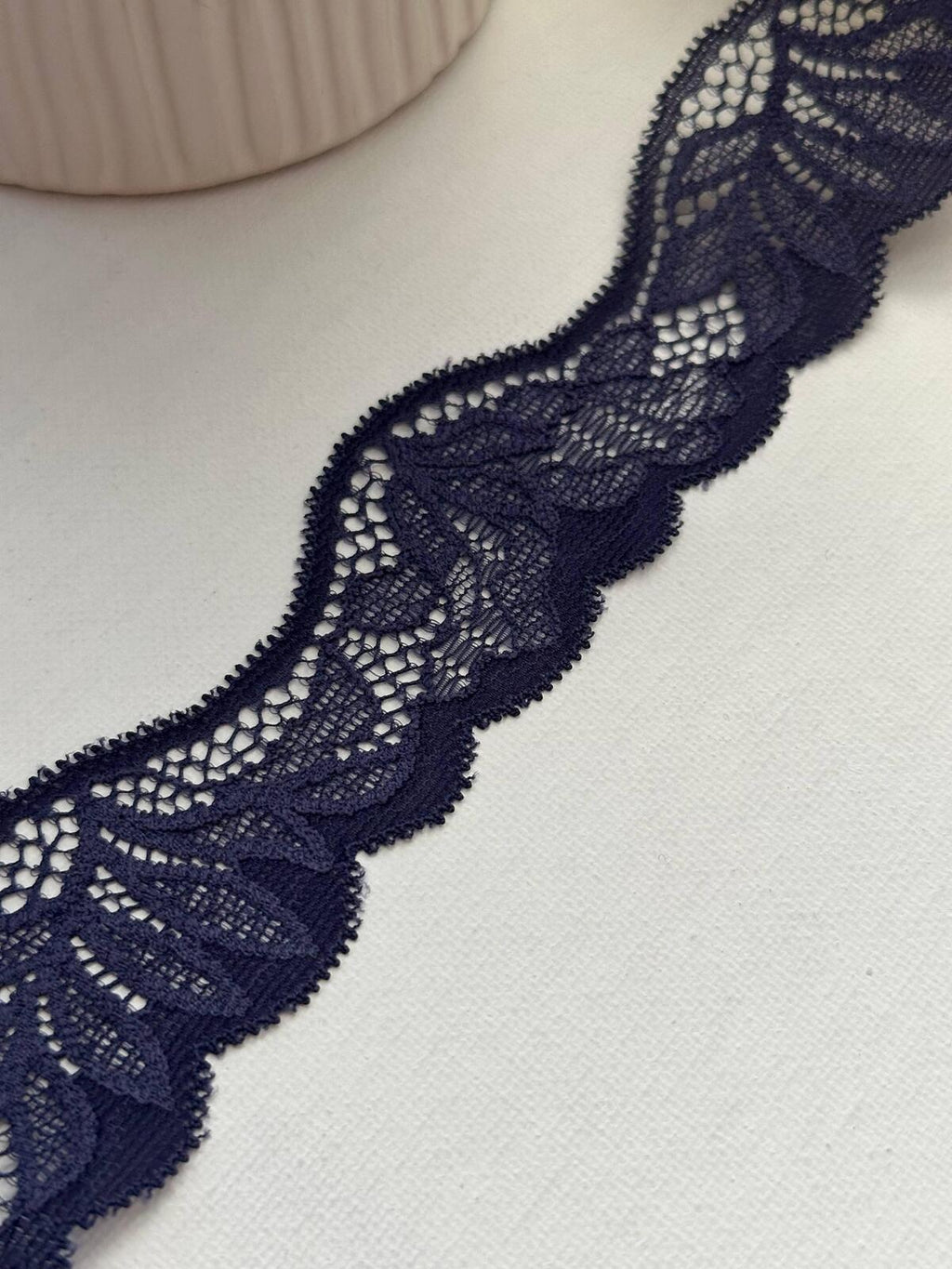 10Yds Stretch 1.5" Royal Navy Blue Wavy Scalloped Stretch Lace Trim Wholesale