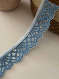 6Yds Stretch 2" Light Blue Geometric Eyelet Lace Trim, Craft Sewing Wholesale