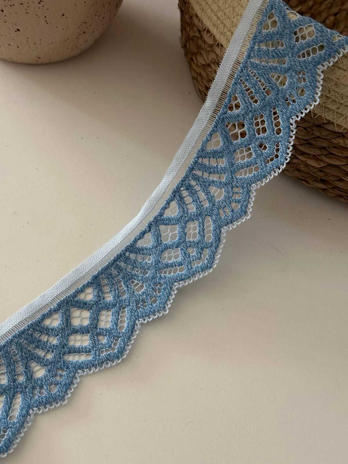 6Yds Stretch 2" Light Blue Geometric Eyelet Lace Trim, Craft Sewing Wholesale