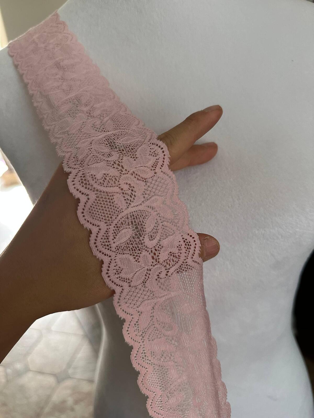 10yds  Light Baby Floral Stretch Elastic Lace Trim Symmetrical Double Scalloped Galloon Ribbon for Lingerie Crafts Sewing, 2"  Wholesale