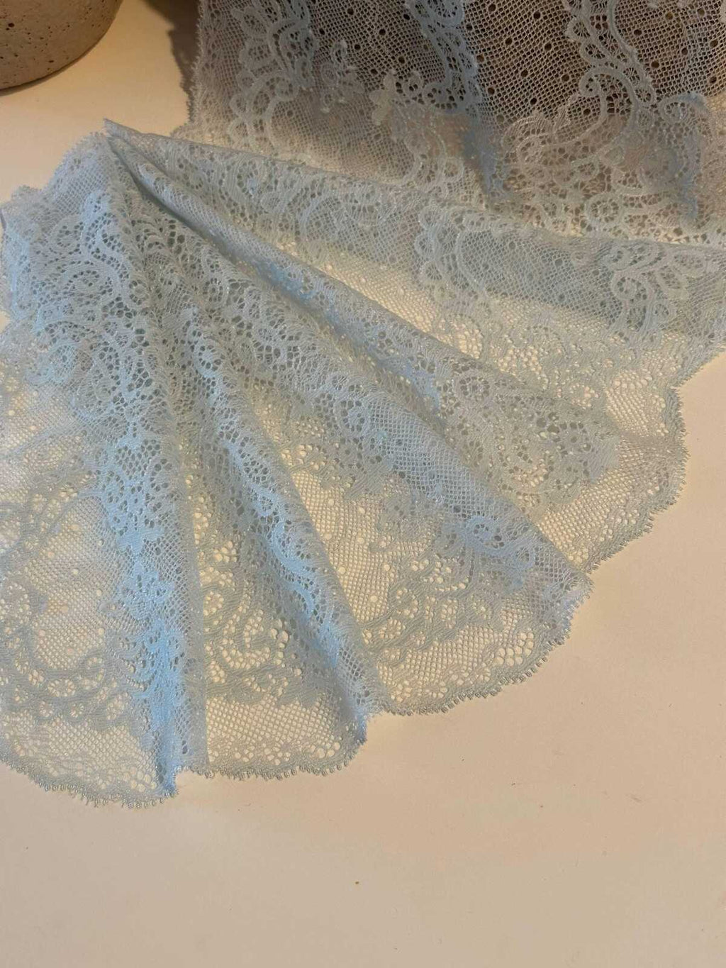 1Yd Stretch 8" Light Blue Floral Wide Stretch Lace Trim, Sewing Craft Wholesale