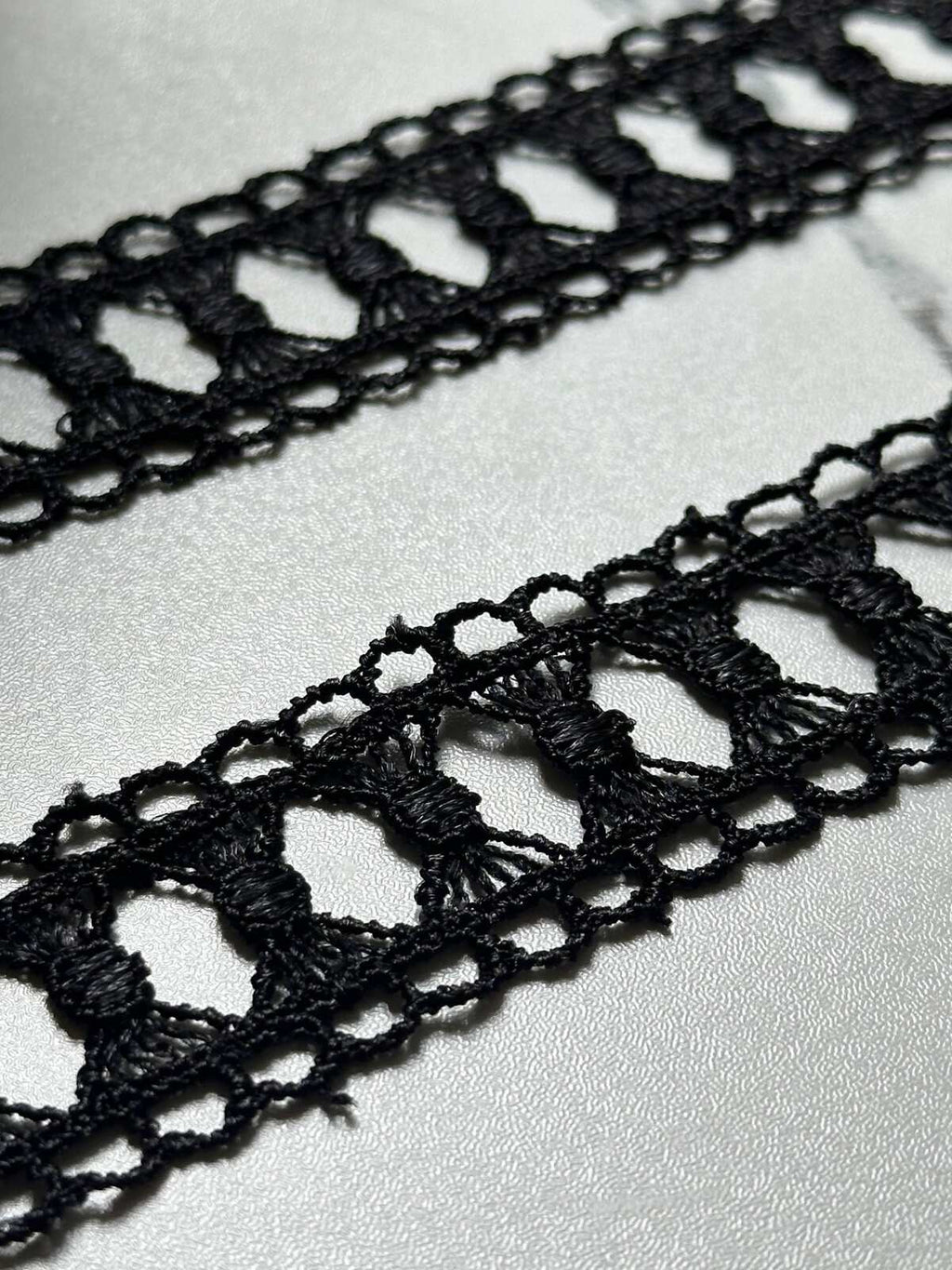 Black Bowknot Guipure Lace Trim by Yard, Water Soluble Ribbon, Soft Skin Friendly Coquette Craft Supply, 1", Retail Wholesale Bulk