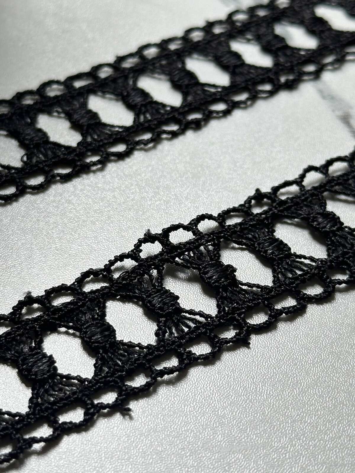 Black Bowknot Guipure Lace Trim by Yard, Water Soluble Ribbon, Soft Skin Friendly Coquette Craft Supply, 1", Retail Wholesale Bulk