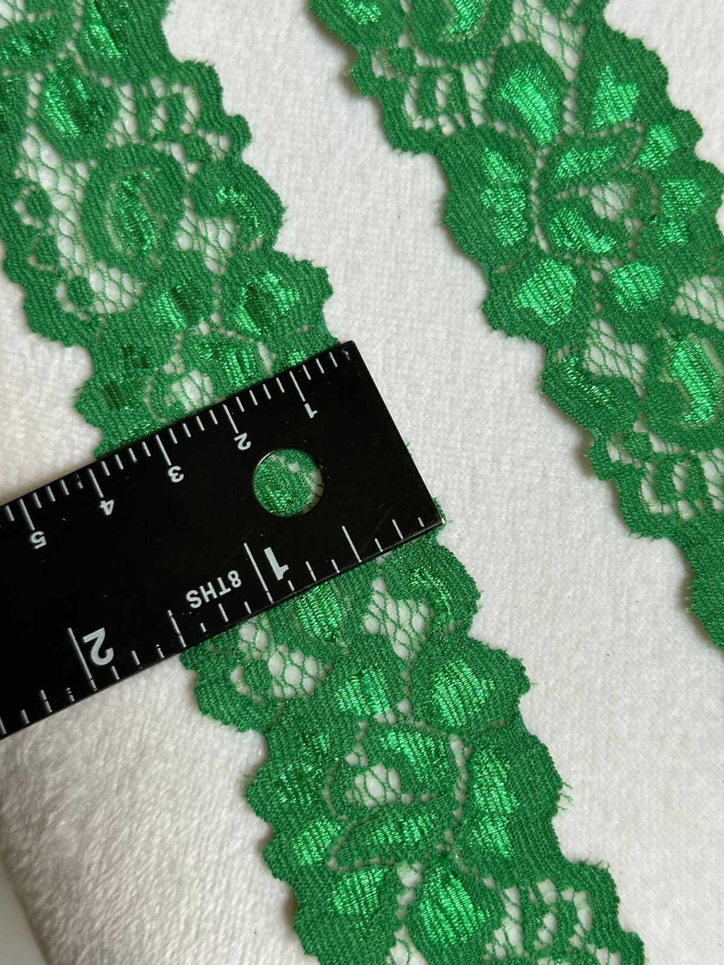 10yds  1.5" Kelly Green Stretch Elastic Lace Trim Floral Silky Shiny Scalloped Edge Ribbon for Lingerie  Crafts Sewing Retail Wholesale