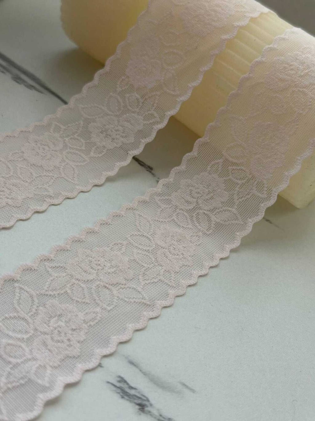 10Yds Stretch 1.6" Soft Blush Pink Seamless Flat Stretch Lace Trim Wholesale