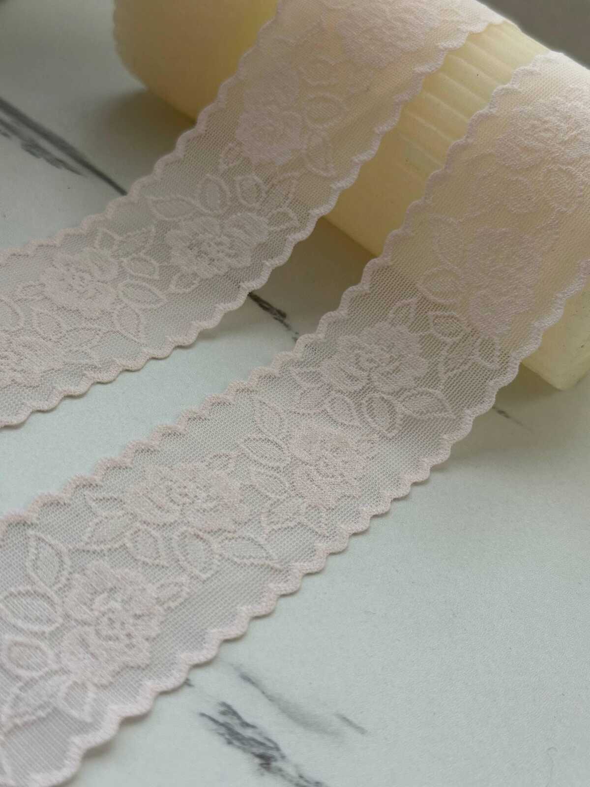 10Yds Stretch 1.6" Soft Blush Pink Seamless Flat Stretch Lace Trim Wholesale