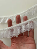 10yds White Ruffled Stretch Lace Trim, 1.3" Elastic Ribbon, Bulk Clearance Coquette Y2K Lace, Lingerie, DIY Sewing, Retail Wholesale