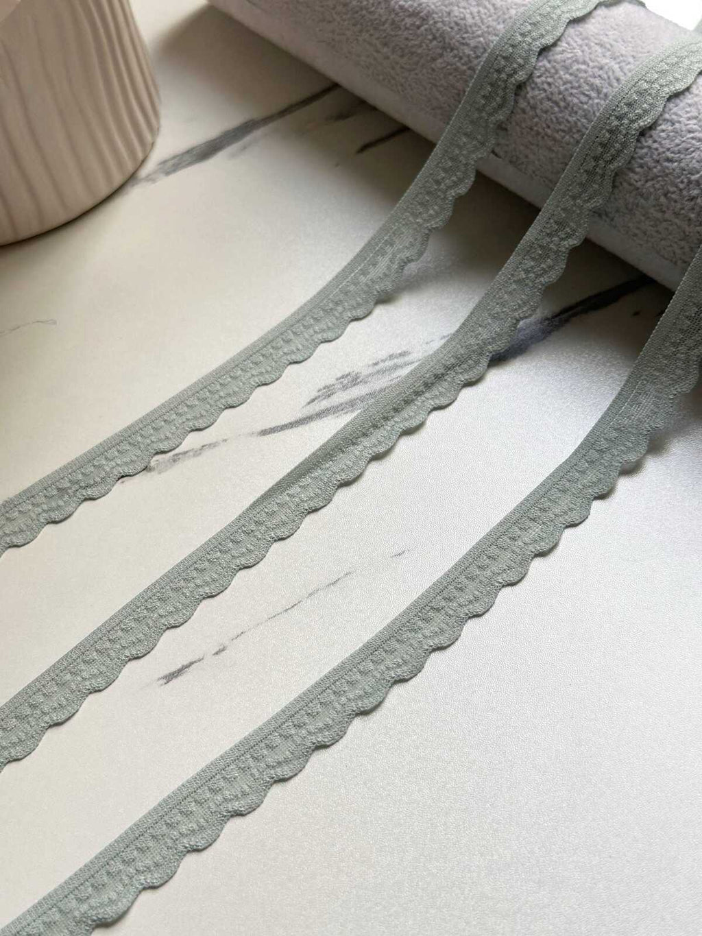 10yds  Sage Green Lingerie Elastic Trim, 0.75" Ultra Soft Ribbon, Coquette Y2K Lace, Scalloped, DIY Sewing Craft, Retail Wholesale