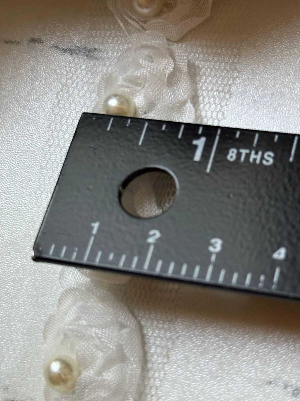 Off White Pearl Beaded Floral Lace Trim, 3D Organza Ribbon, Soft Skin Friendly Coquette Craft Supply, 0.75", Retail Wholesale Bulk
