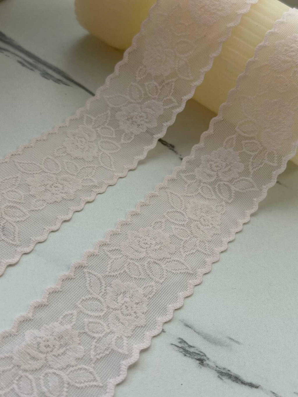 10Yds Stretch 1.6" Soft Blush Pink Seamless Flat Stretch Lace Trim Wholesale