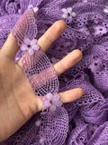 10Yds Stretch 1.4" Purple Flower Mesh Eyelet Scalloped Stretch Lace Trim