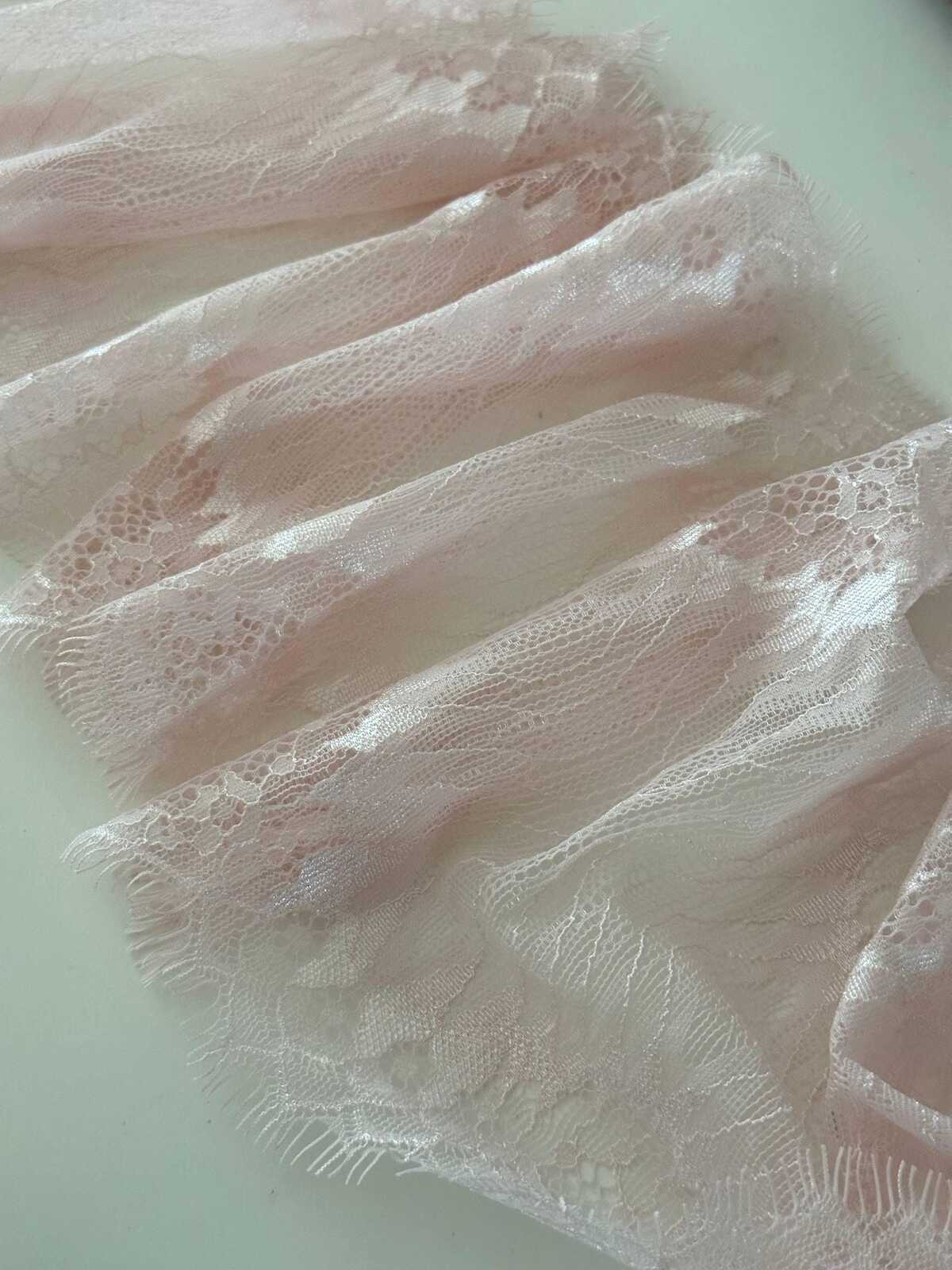3Yds Pink Eyelash Lace Trim, 6.5" Non-Stretch Chantilly Lace, Bulk Clearance Coquette Y2K Lace, Lingerie, DIY Sewing, Retail Wholesale