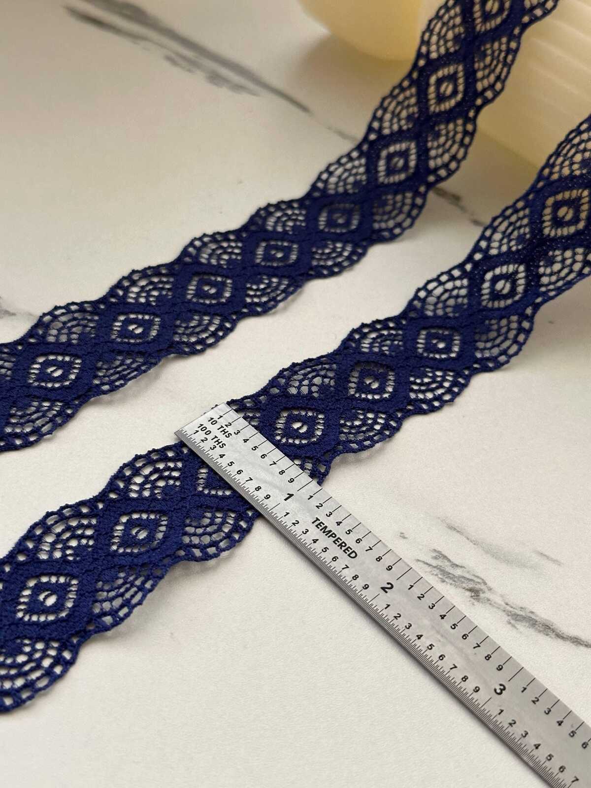 10Yds Stretch 1" Royal Navy Blue Geometric Diamond Stretch Lace Wholesale