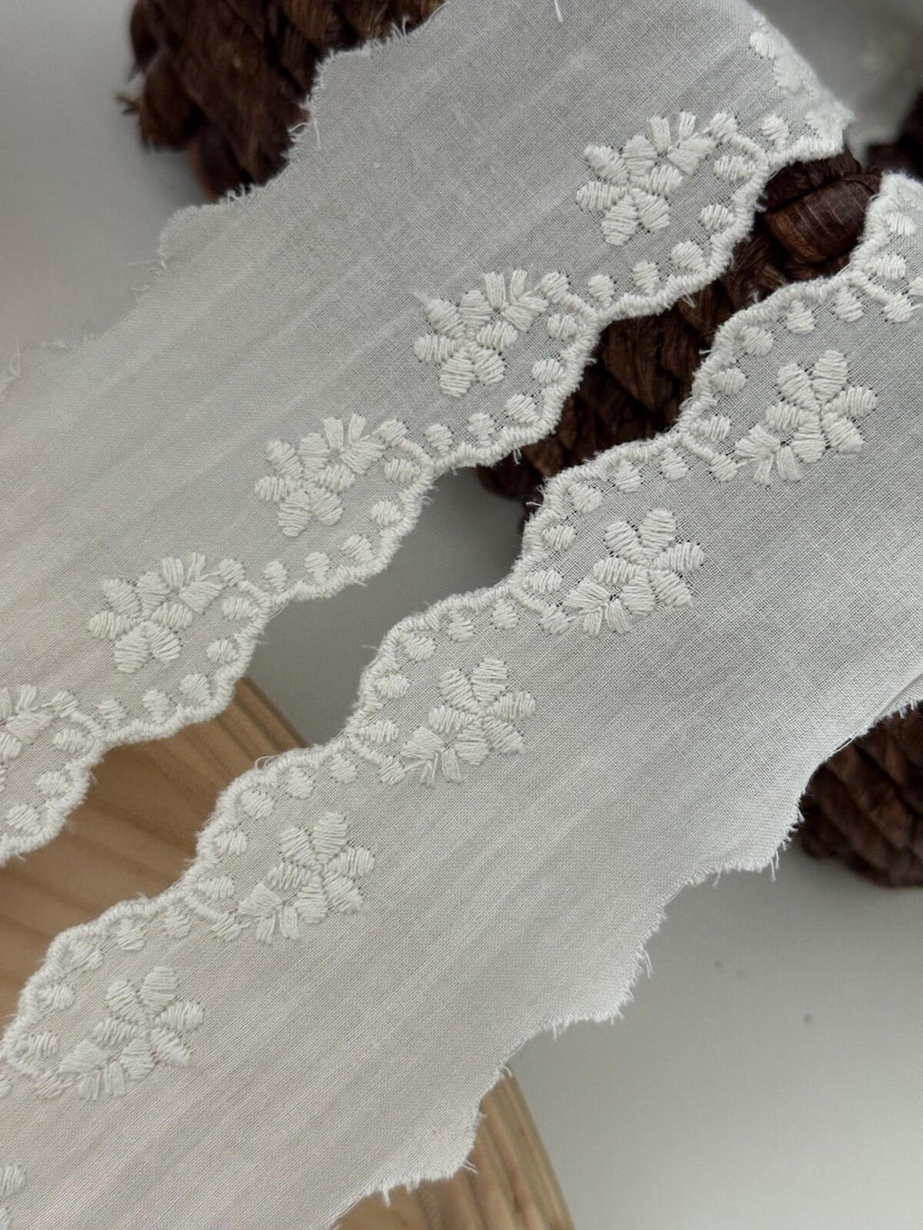5Yds Non-Stretch 1.7" Off-White Cotton Floral Eyelet Lace Trim Wholesale