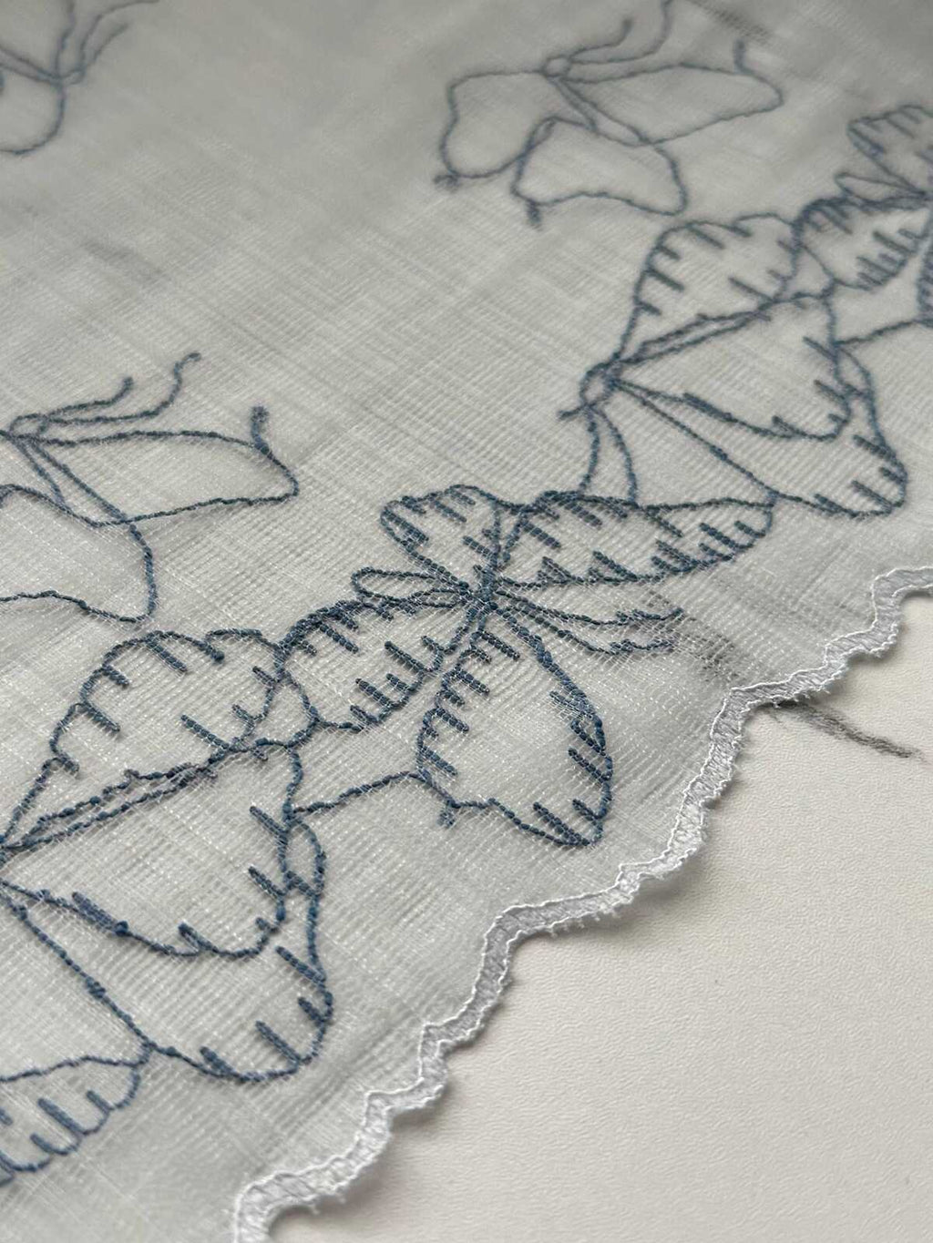 1Yd Soft Stretch 8.5" Blue Butterfly Embroidered Wide Stretch Lace Trim