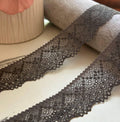 10yds Taupe Charcoal Grey Floral Stretch Lace Trim by the Yard, Narrow Scalloped Elastic Ribbon for Lingerie Crafts, 1.5"
