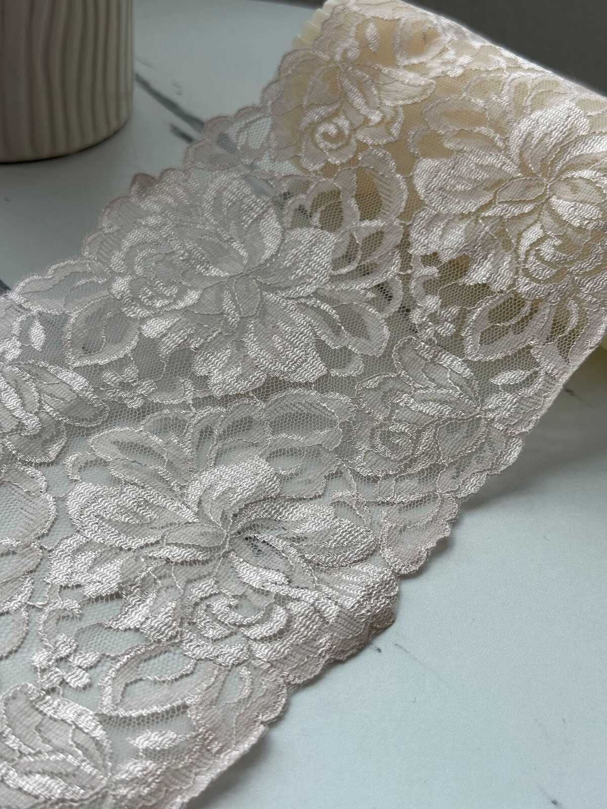 3Yds Non-Stretch 5.3" Beige Gold Shimmer Floral Mesh Lace Trim Wholesale
