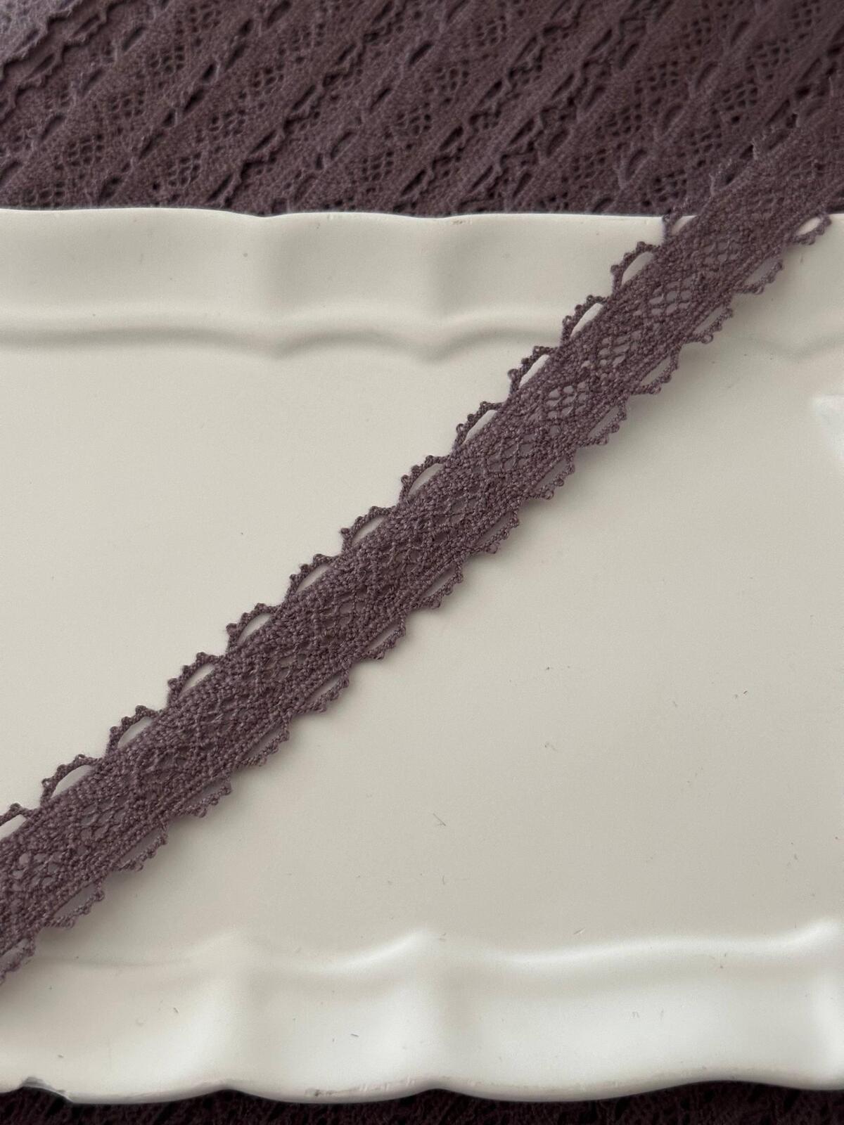 10Yds Non-Stretch 0.6" Mauve Purple Crochet Knit Lace Trim, Craft Wholesale