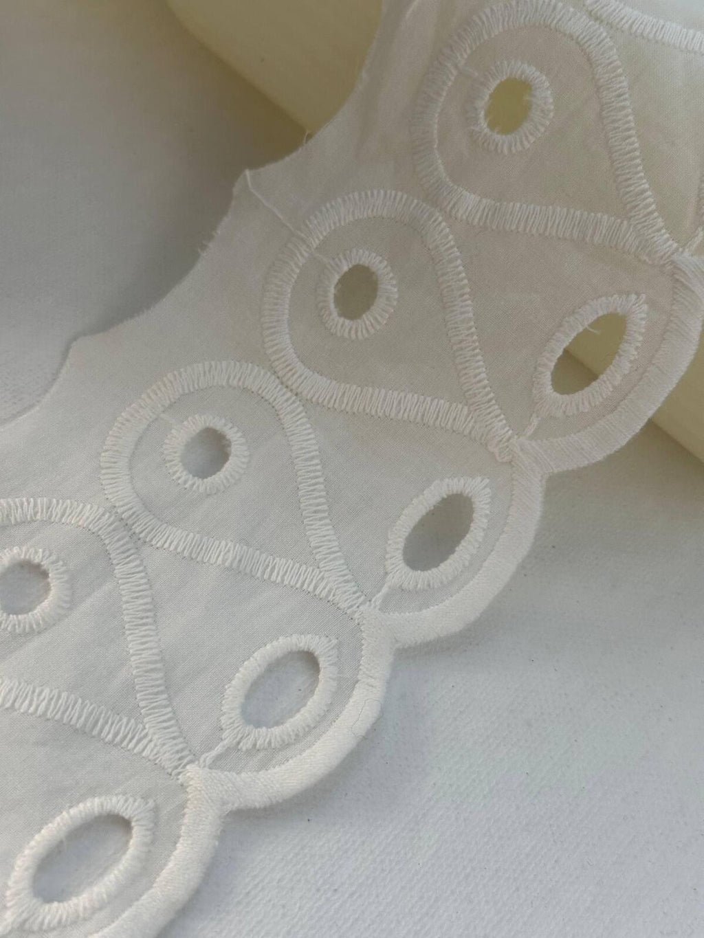 2Yds Non-Stretch 3" Off-White Cotton Eyelet Teardrop Scalloped Lace Wholesale