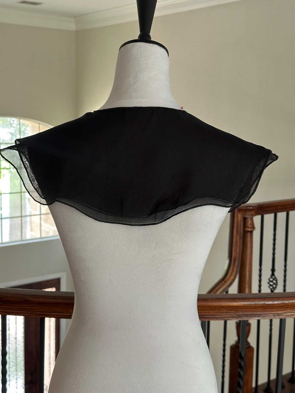 1Pc Black Chiffon Double Layer Ruffle Detachable Collar Shawl Wrap Wholesale