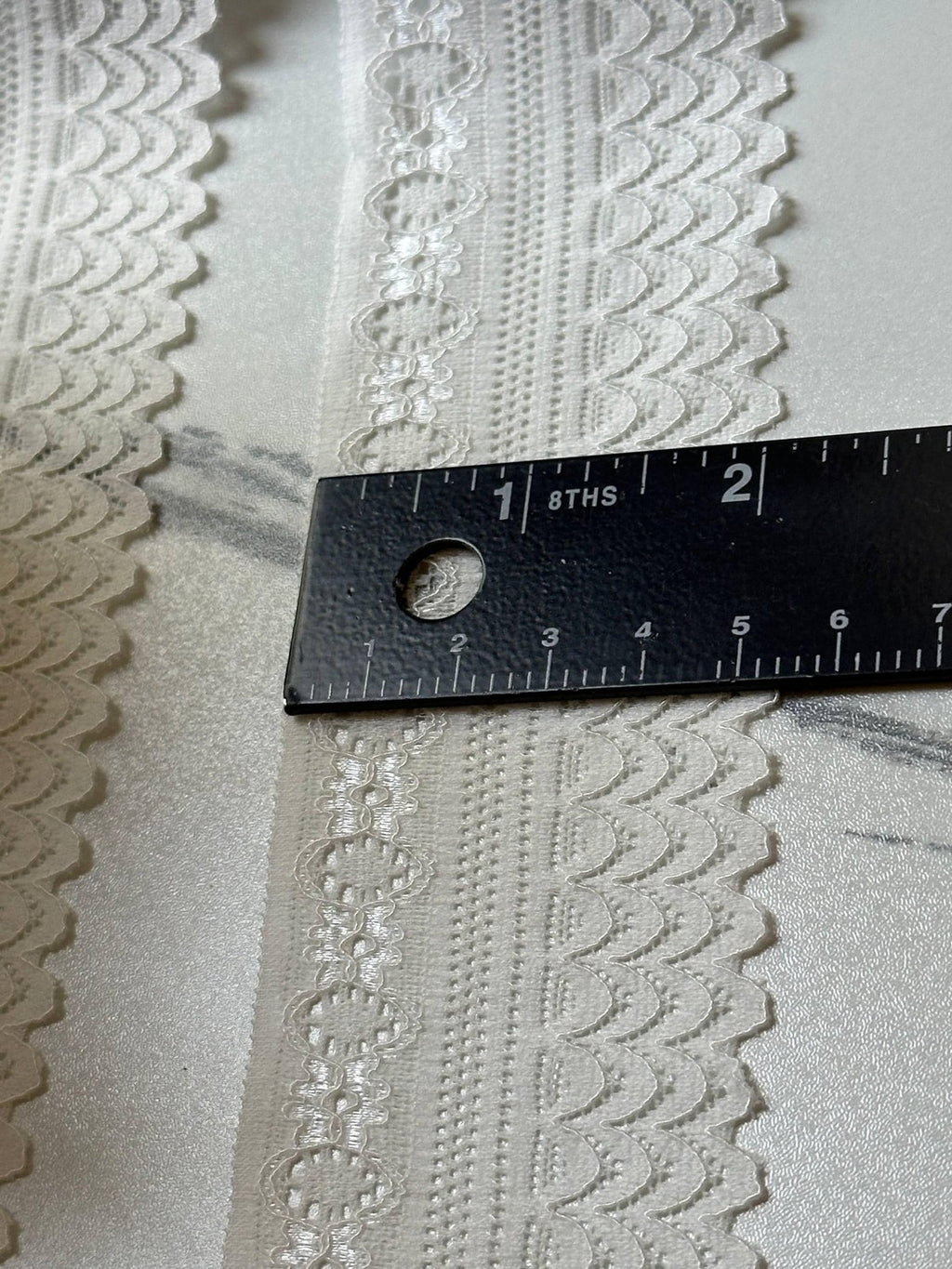 10yds Soft White Scalloped Geometric Stretch Lace Trim by the Yard, Soft Elastic Ribbon for Coquette Crafts, 2", Retail Wholesale Bulk