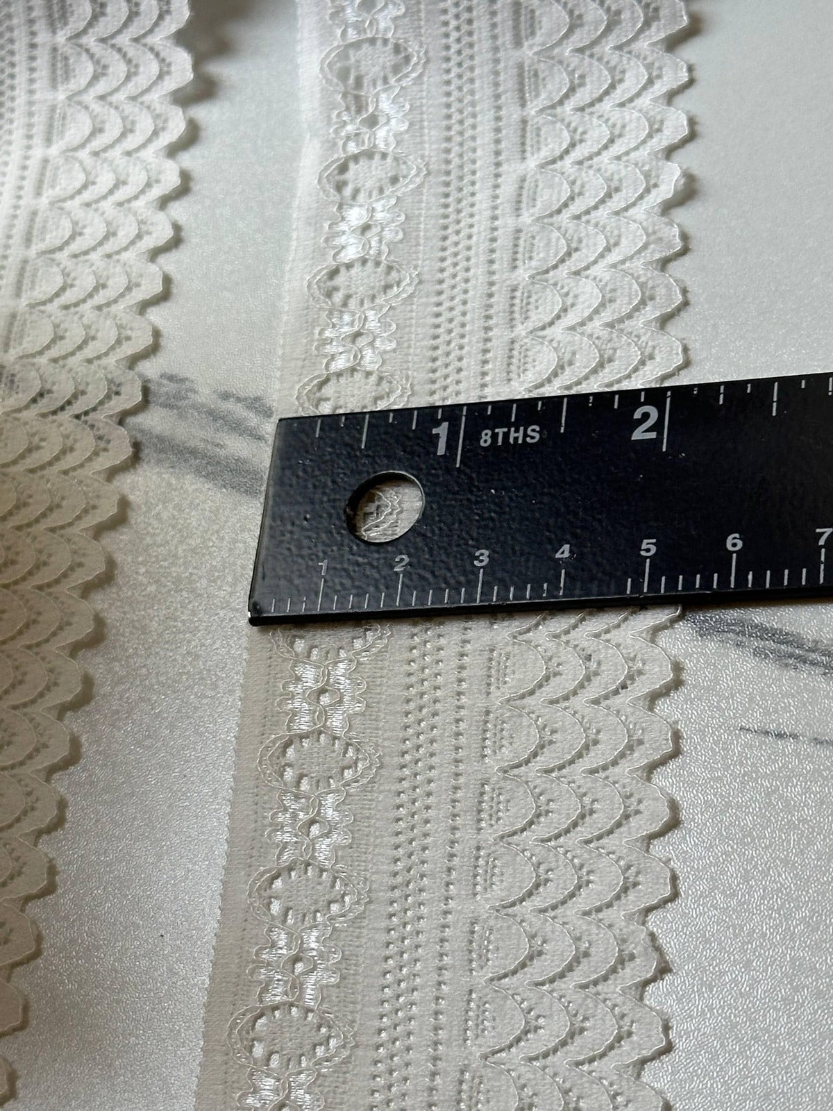 10yds Soft White Scalloped Geometric Stretch Lace Trim by the Yard, Soft Elastic Ribbon for Coquette Crafts, 2", Retail Wholesale Bulk